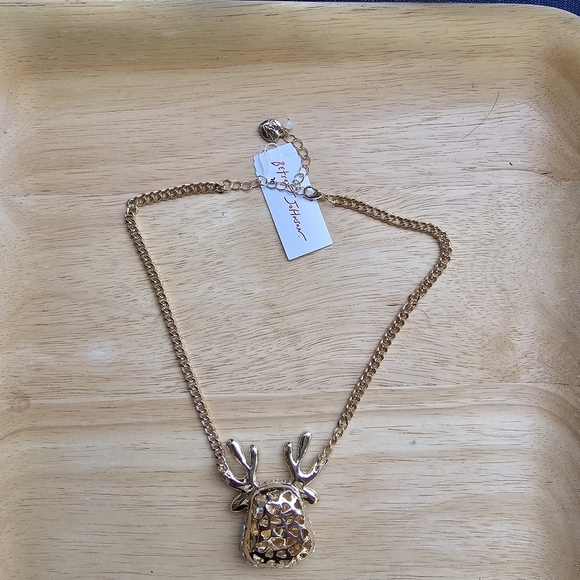 NWT Betsey Johnson  Pave Reindeer Pendant Necklace Size OS - Picture 5 of 6